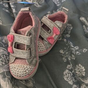 Skechers Silver and Pink Sparkly Sneakers